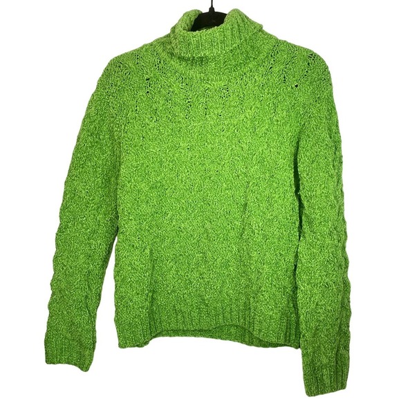 Evan Picone Sweaters - Vintage Evan Picone Women’s L Cable Knit Turtleneck Sweatshirt Brown 1990's Y2K